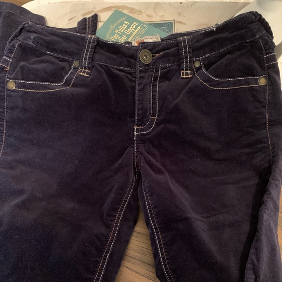 Navy Velvet Bootcut Low Waisted Pants - Picture 5 of 6